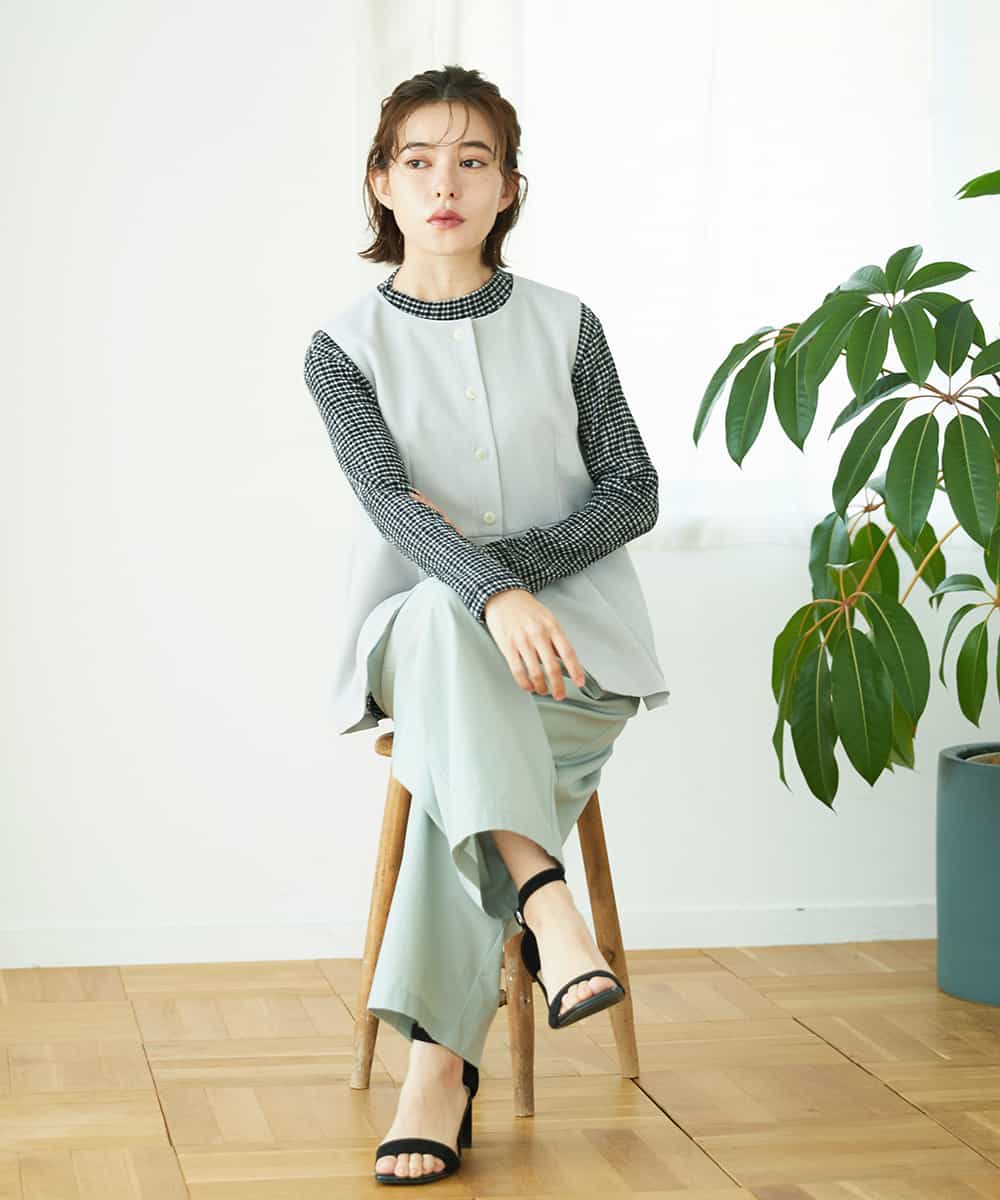 NHDGF89260 GIANNI LO GIUDICE(小さいサイズ)(メゾン ドゥ サンク) [セットアップ対応]リネンライクノーカラージレ ライトグレー