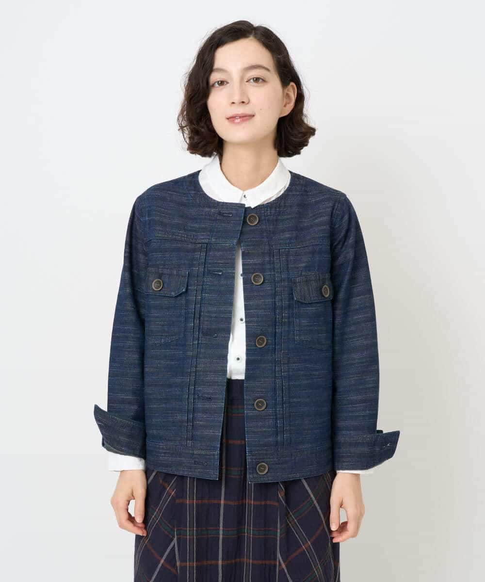 NHDJB20390 GIANNI LO GIUDICE(小さいサイズ)(メゾン ドゥ サンク) レインボーデニムジャケット ネイビー
