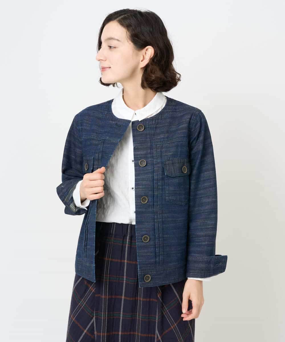 NHDJB20390 GIANNI LO GIUDICE(小さいサイズ)(メゾン ドゥ サンク) レインボーデニムジャケット ネイビー