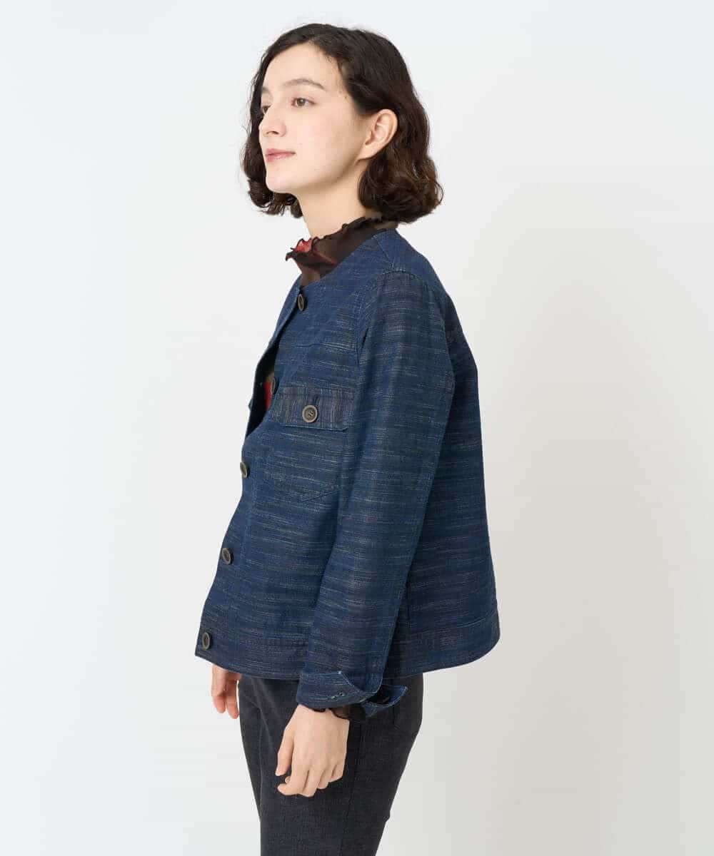 NHDJB20390 GIANNI LO GIUDICE(小さいサイズ)(メゾン ドゥ サンク) レインボーデニムジャケット ネイビー