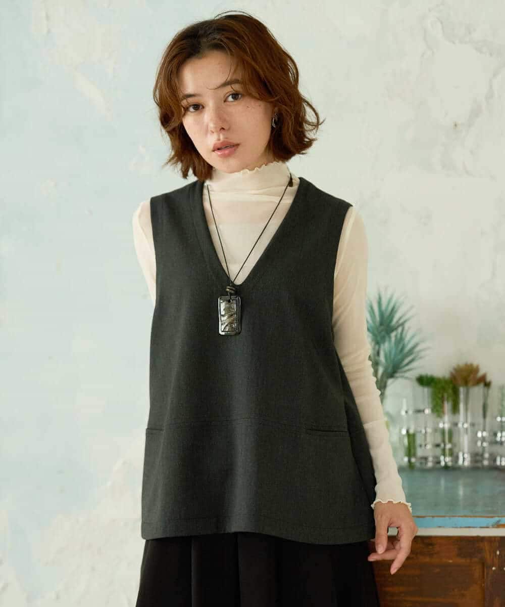 NHDJD18250 GIANNI LO GIUDICE(小さいサイズ)(メゾン ドゥ サンク) [日本製/セットアップ対応]アルガンギャバベスト ダークグレー