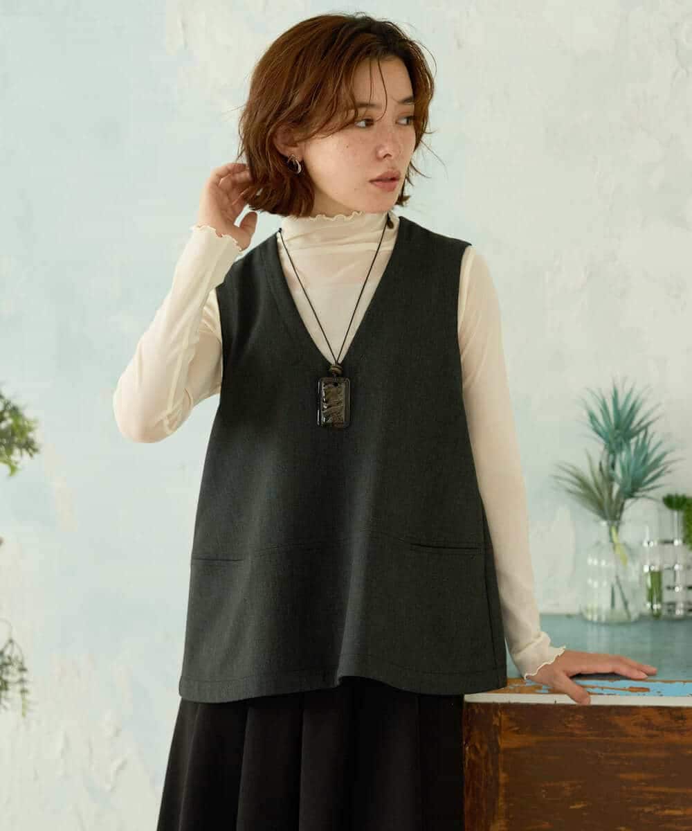 NHDJD18250 GIANNI LO GIUDICE(小さいサイズ)(メゾン ドゥ サンク) [日本製/セットアップ対応]アルガンギャバベスト ダークグレー