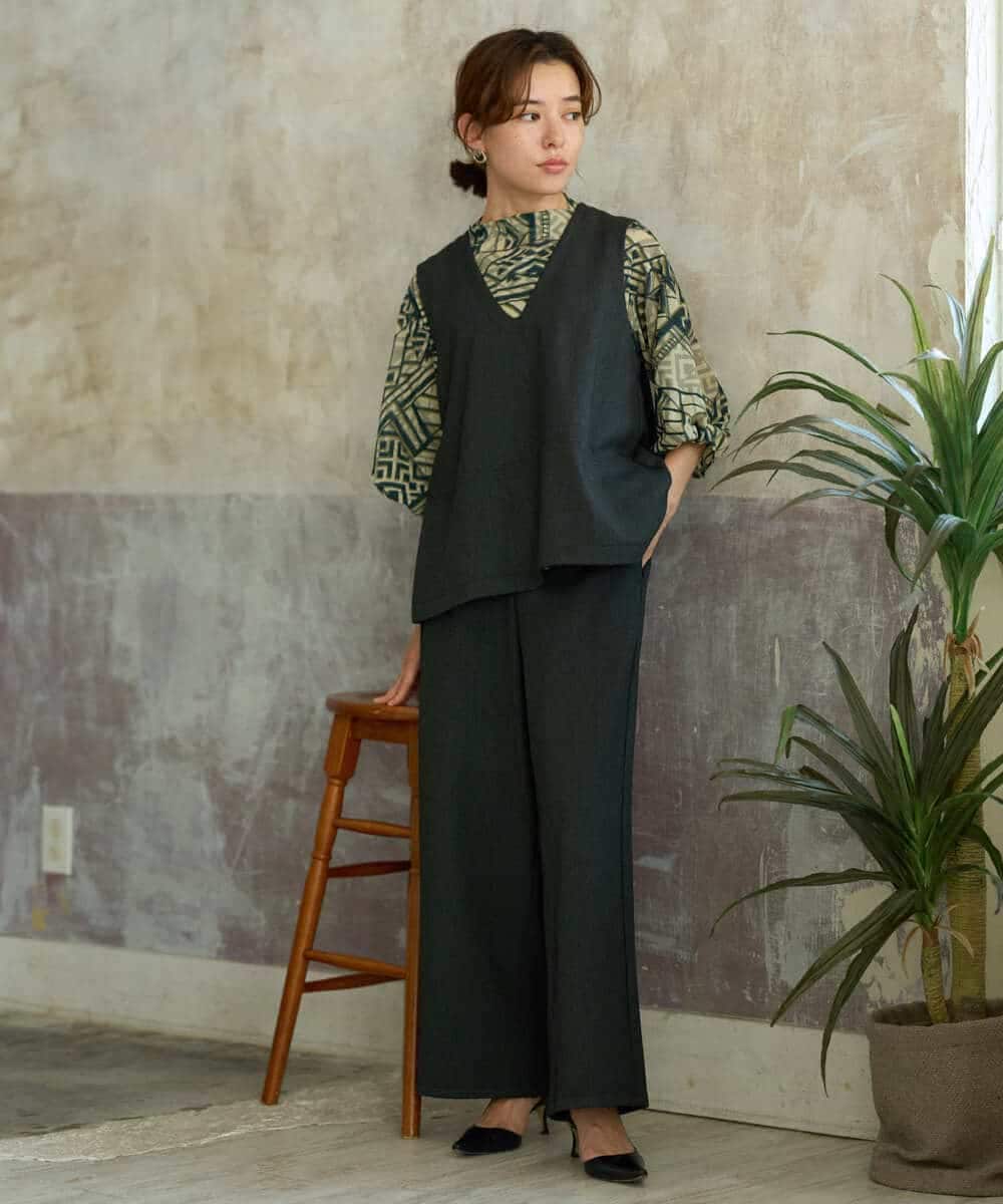 NHDJD18250 GIANNI LO GIUDICE(小さいサイズ)(メゾン ドゥ サンク) [日本製/セットアップ対応]アルガンギャバベスト ダークグレー