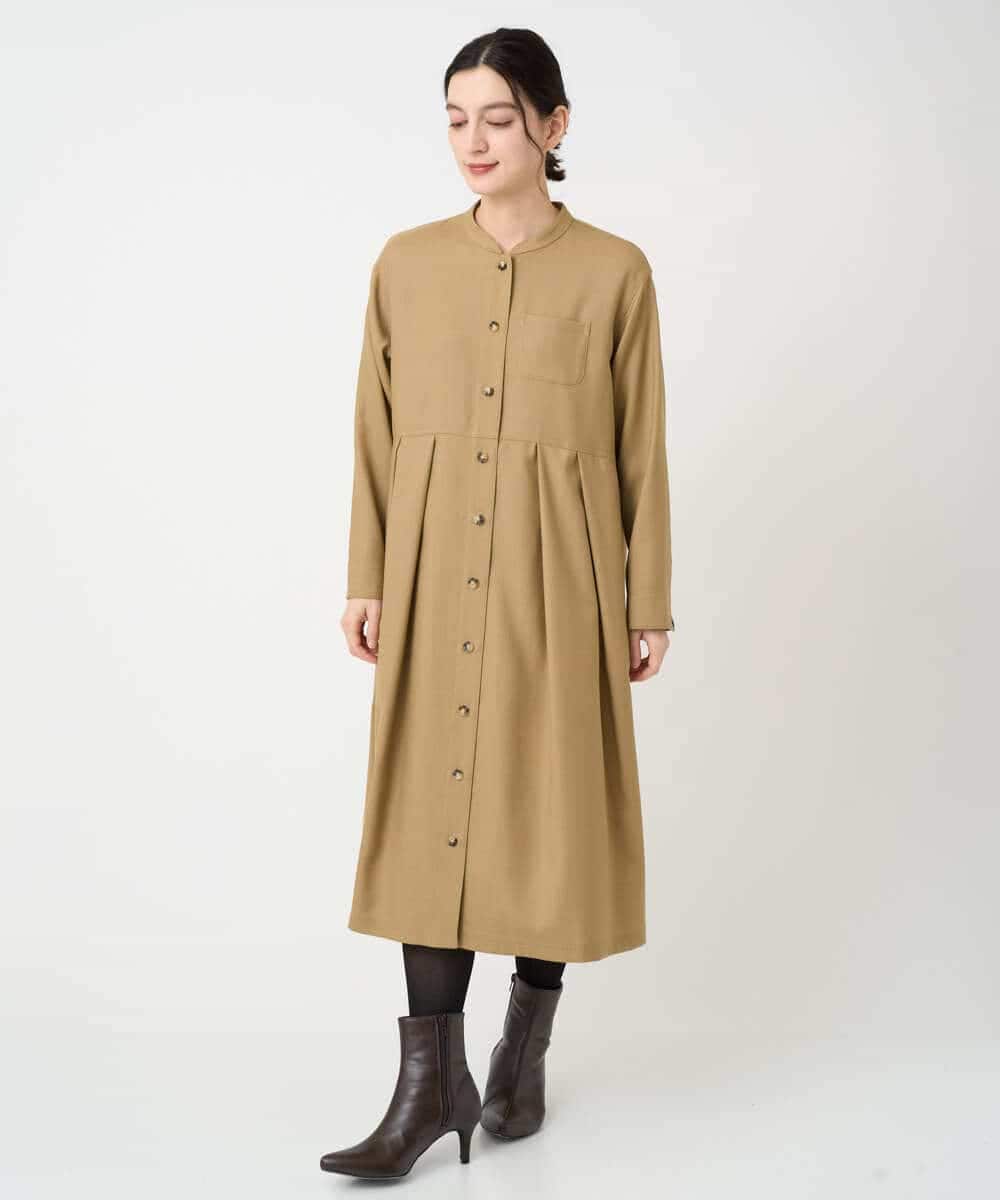NHECF83390 GIANNI LO GIUDICE(小さいサイズ)(メゾン ドゥ サンク) ウール混デニム前開きワンピース ベージュ