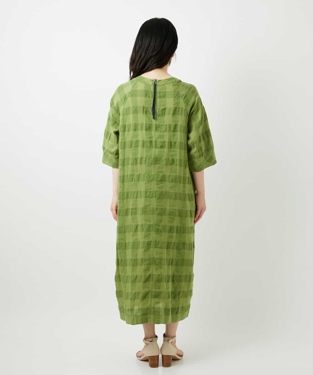 NHEGE53490 GIANNI LO GIUDICE(小さいサイズ)(メゾン ドゥ サンク) シャドーチェックワンピース グリーン