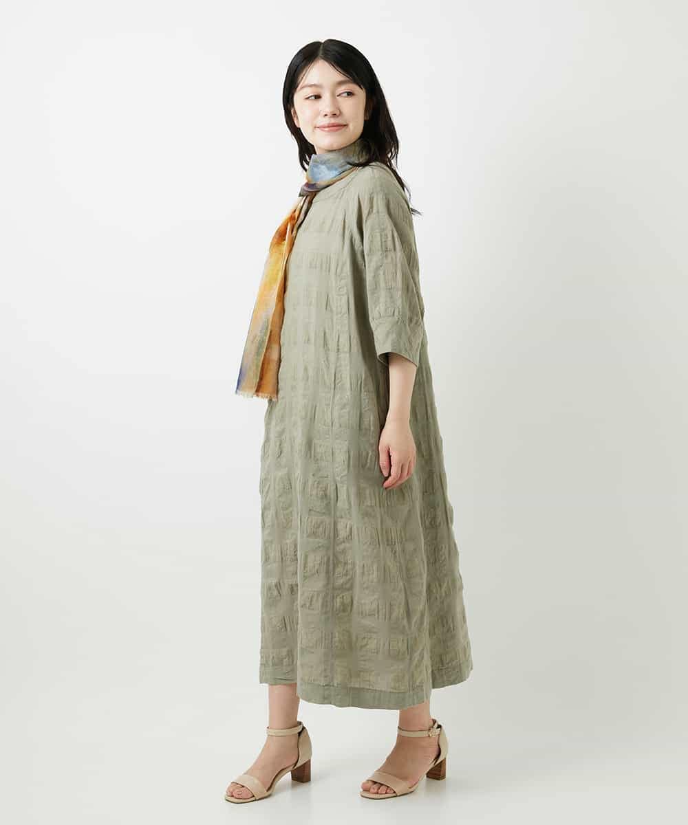 NHEGE53490 GIANNI LO GIUDICE(小さいサイズ)(メゾン ドゥ サンク) シャドーチェックワンピース ベージュ