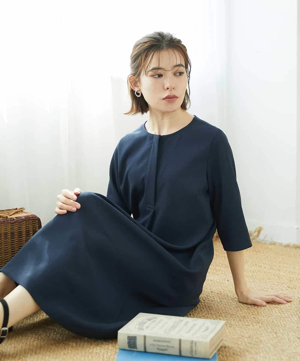 NHEGF88330 GIANNI LO GIUDICE(小さいサイズ)(メゾン ドゥ サンク) [セットアップ対応]リネンライクワンピース ライトグレー