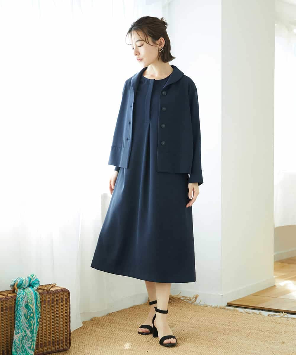 NHEGF88330 GIANNI LO GIUDICE(小さいサイズ)(メゾン ドゥ サンク) [セットアップ対応]リネンライクワンピース ライトグレー