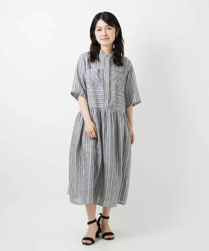 NHEGF92390 GIANNI LO GIUDICE(小さいサイズ) リネンストライプワンピース