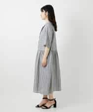 NHEGF92390 GIANNI LO GIUDICE(小さいサイズ)(メゾン ドゥ サンク) リネンストライプワンピース グレー系