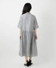 NHEGF92390 GIANNI LO GIUDICE(小さいサイズ)(メゾン ドゥ サンク) リネンストライプワンピース グレー系