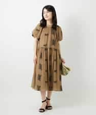 NHEGF93390 GIANNI LO GIUDICE(小さいサイズ)(メゾン ドゥ サンク) 楊柳フラワー刺しゅうワンピース ベージュ