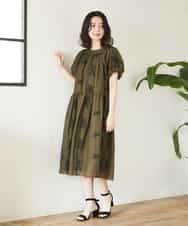 NHEGF93390 GIANNI LO GIUDICE(小さいサイズ)(メゾン ドゥ サンク) 楊柳フラワー刺しゅうワンピース ベージュ