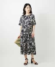 NHEGF95330 GIANNI LO GIUDICE(小さいサイズ)(メゾン ドゥ サンク) リーフプリントワンピース アイボリー系