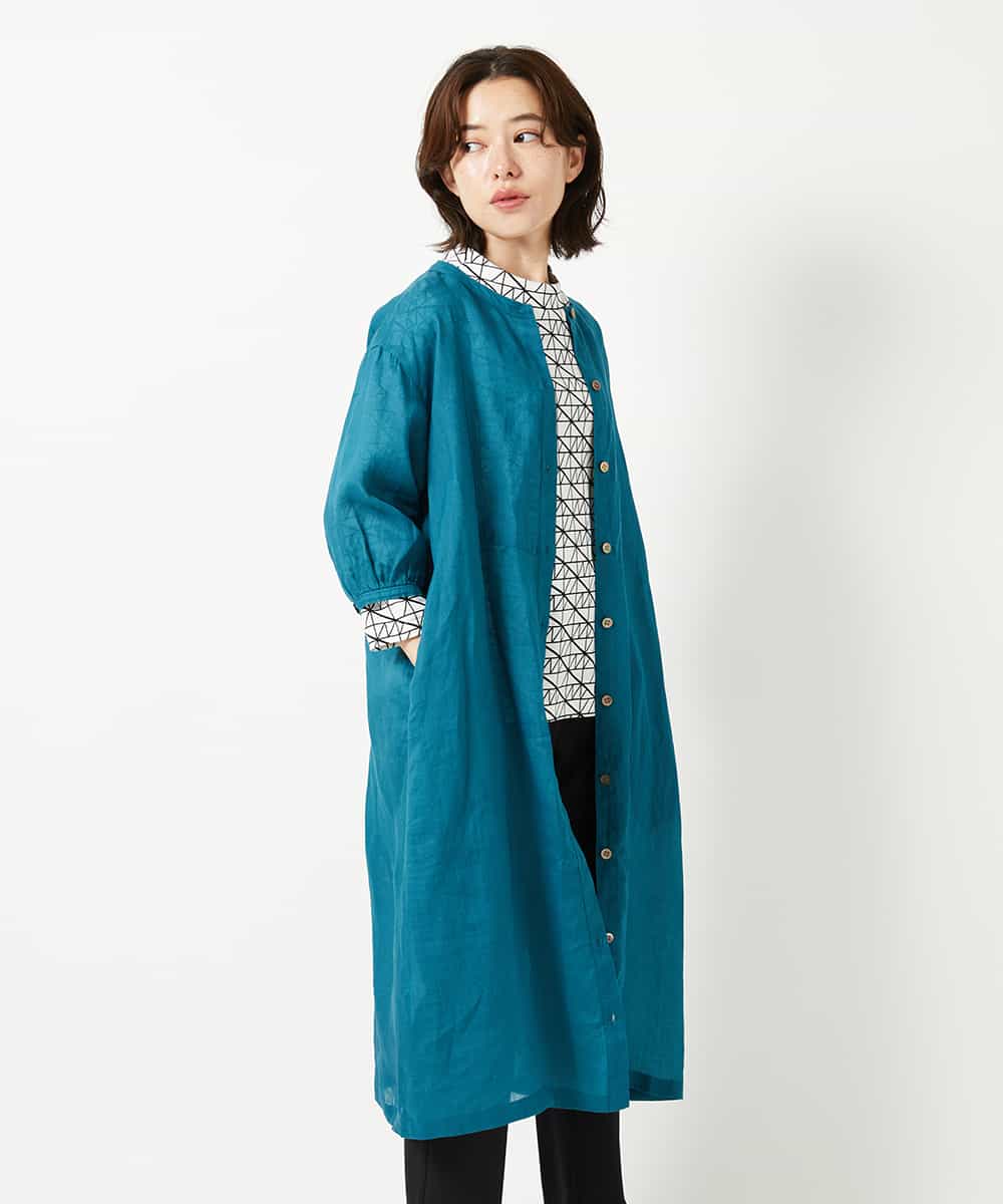NHEHE60330 GIANNI LO GIUDICE(小さいサイズ) 麻シャンブレープリントワンピース
