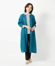 NHEHE60330 GIANNI LO GIUDICE(小さいサイズ)(メゾン ドゥ サンク) 麻シャンブレープリントワンピース イエローベージュ
