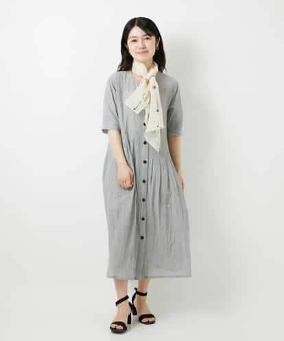 NHEHF80330 GIANNI LO GIUDICE(小さいサイズ) 綿麻ワッシャーアシンメトリー切替ワンピース