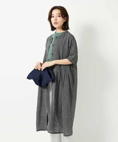 NHEHF80330 GIANNI LO GIUDICE(小さいサイズ) 綿麻ワッシャーアシンメトリー切替ワンピース