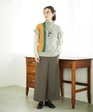 NHFAE20330 GIANNI LO GIUDICE(小さいサイズ)(メゾン ドゥ サンク) [日本製]SILEインターシャニットベスト ネイビー系