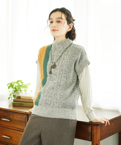 NHFAE20330 GIANNI LO GIUDICE(小さいサイズ) [日本製]SILEインターシャニットベスト