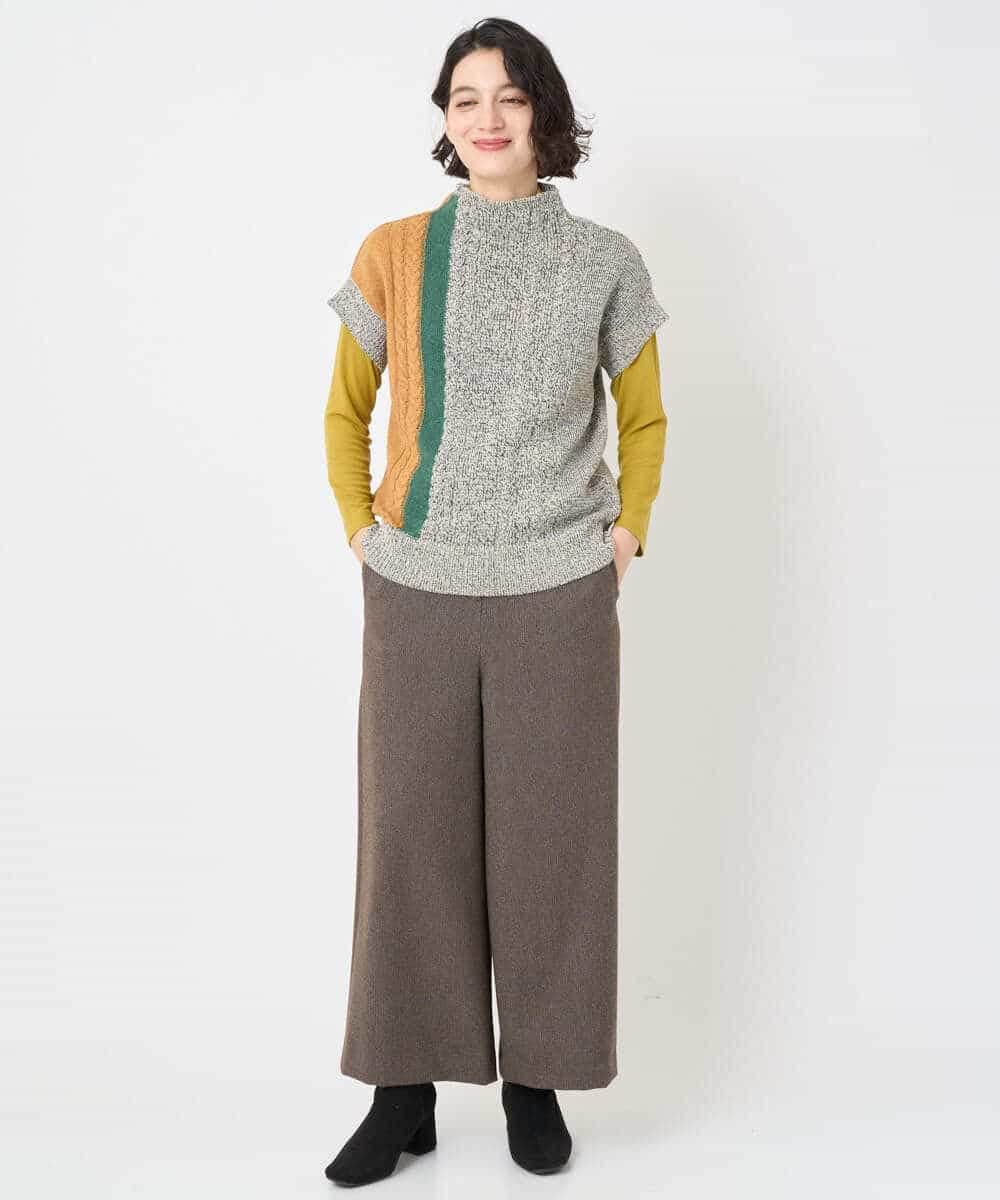 NHFAE20330 GIANNI LO GIUDICE(小さいサイズ)(メゾン ドゥ サンク) [日本製]SILEインターシャニットベスト ネイビー系