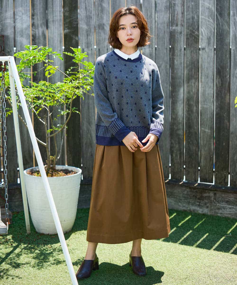 NHFAG22290 GIANNI LO GIUDICE(小さいサイズ)(メゾン ドゥ サンク) トライバルジャガードニット ベージュ