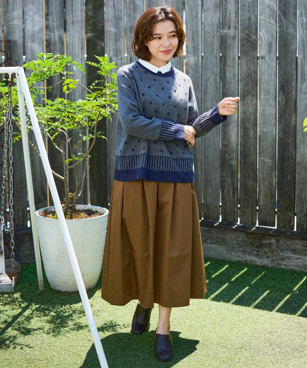 NHFAG22290 GIANNI LO GIUDICE(小さいサイズ)(メゾン ドゥ サンク) トライバルジャガードニット ベージュ