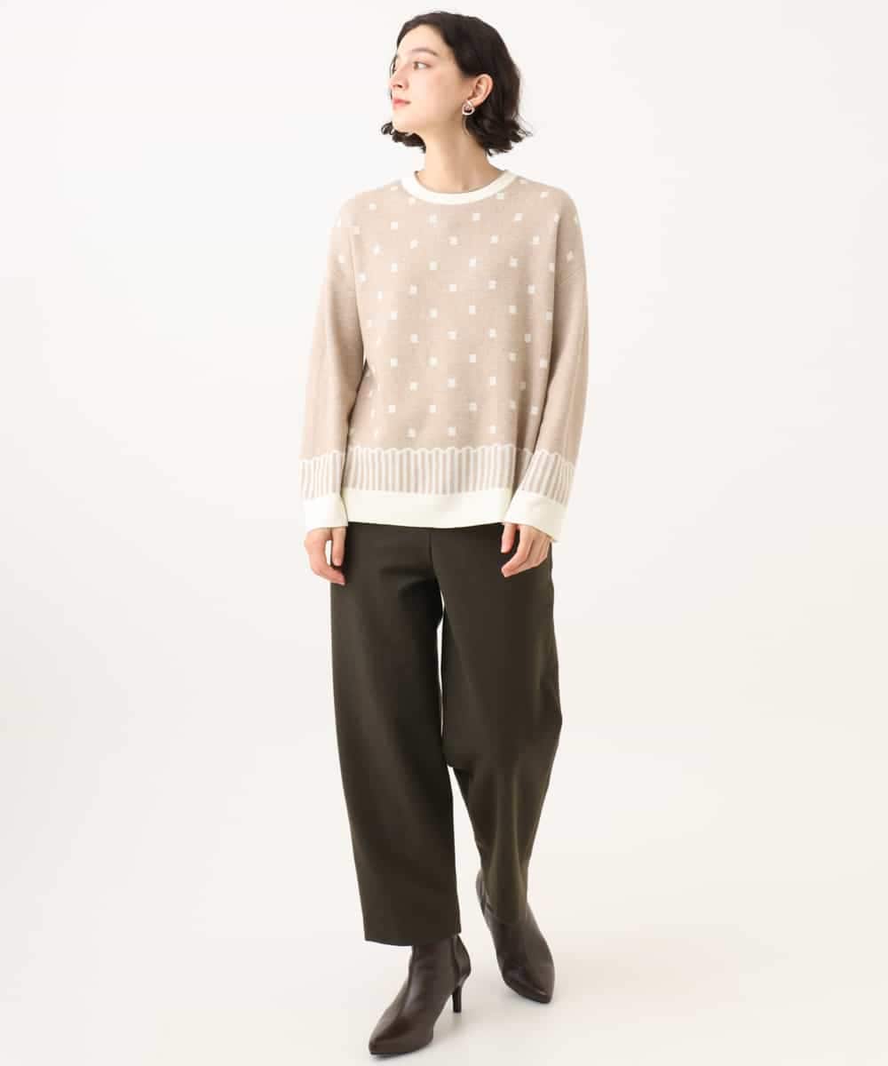NHFAG22290 GIANNI LO GIUDICE(小さいサイズ)(メゾン ドゥ サンク) トライバルジャガードニット ベージュ