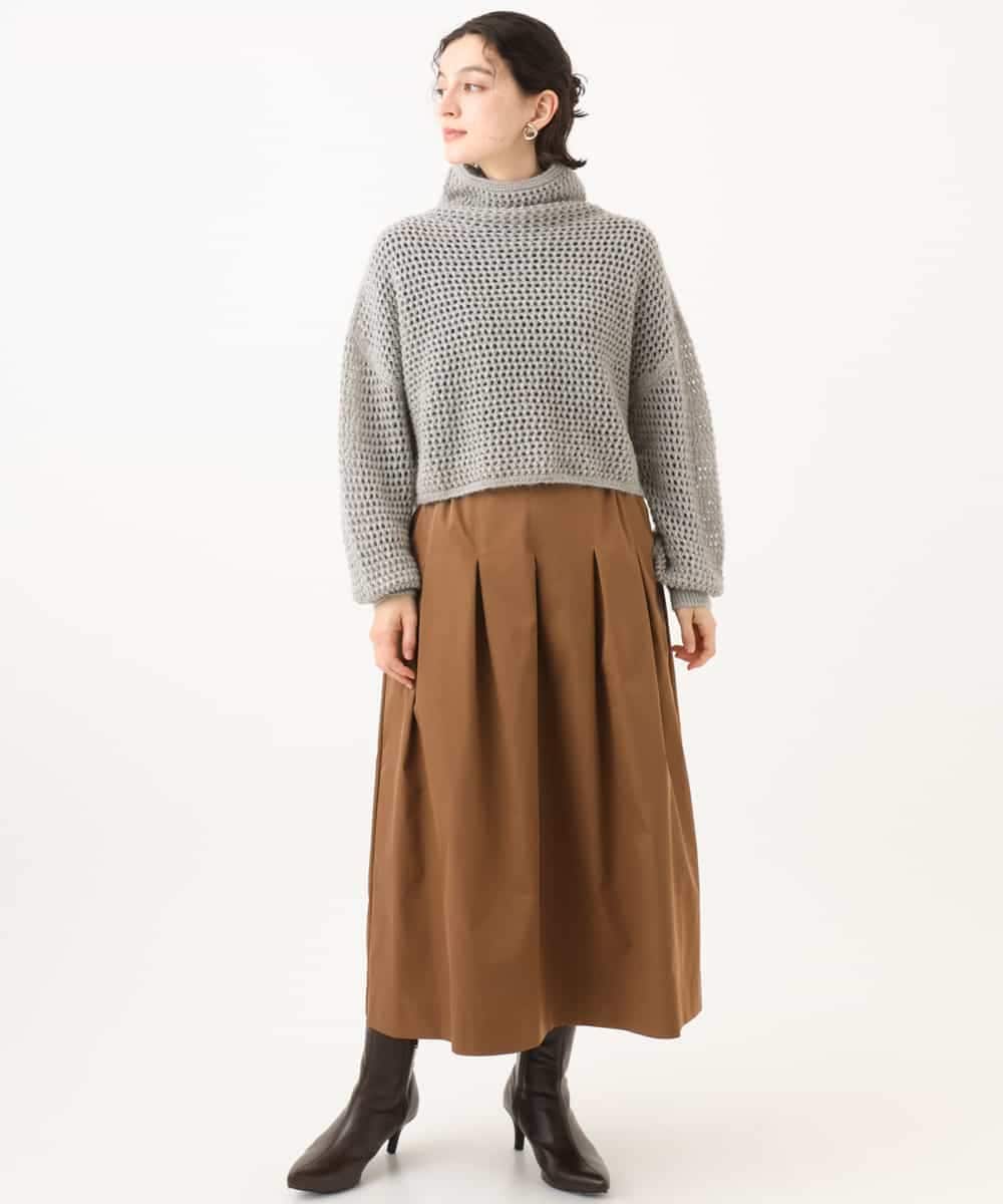 NHFAI85230 GIANNI LO GIUDICE(小さいサイズ)(メゾン ドゥ サンク) 透かし編みレイヤードニット ライトグレー