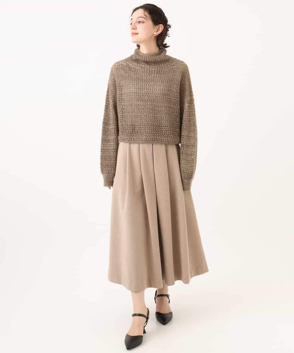 NHFAI85230 GIANNI LO GIUDICE(小さいサイズ)(メゾン ドゥ サンク) 透かし編みレイヤードニット ライトグレー