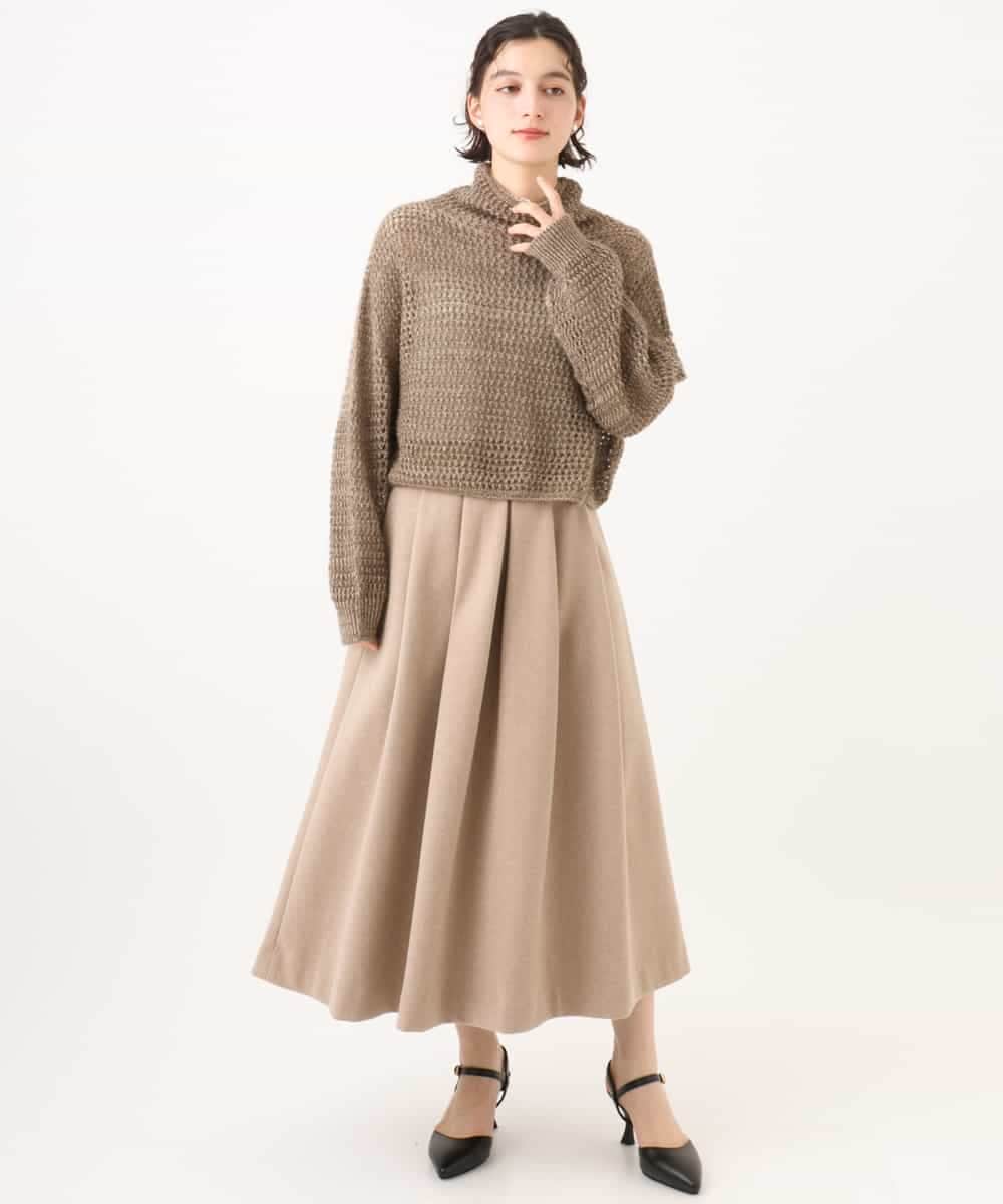 NHFAI85230 GIANNI LO GIUDICE(小さいサイズ)(メゾン ドゥ サンク) 透かし編みレイヤードニット ライトグレー