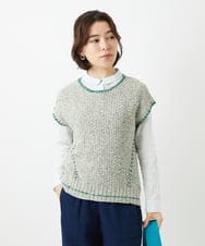 NHFED12270 GIANNI LO GIUDICE(小さいサイズ)(メゾン ドゥ サンク) コットンリネンニットベスト グリーン