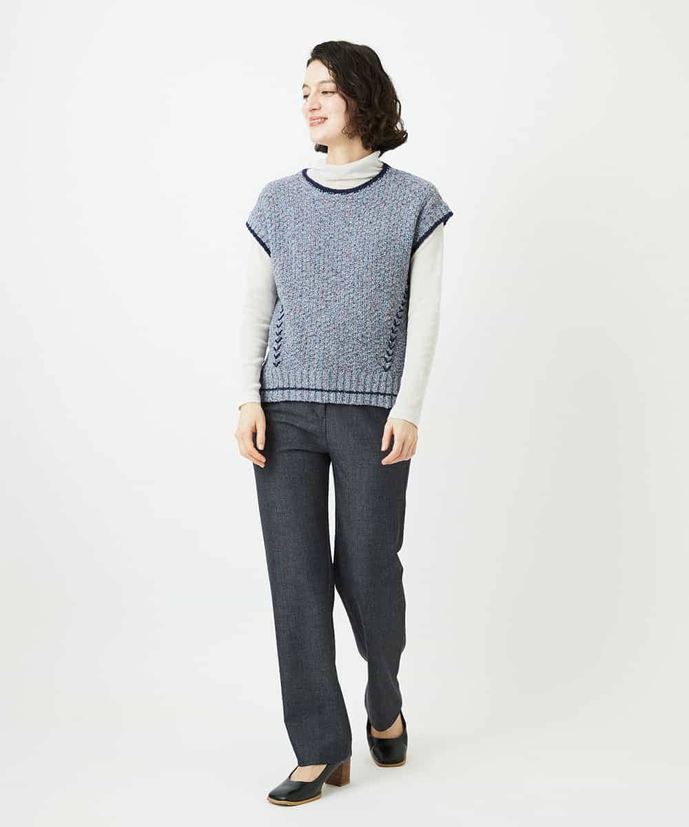 NHFED12270 GIANNI LO GIUDICE(小さいサイズ)(メゾン ドゥ サンク) コットンリネンニットベスト ブルー