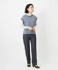 NHFED12270 GIANNI LO GIUDICE(小さいサイズ)(メゾン ドゥ サンク) コットンリネンニットベスト ブルー