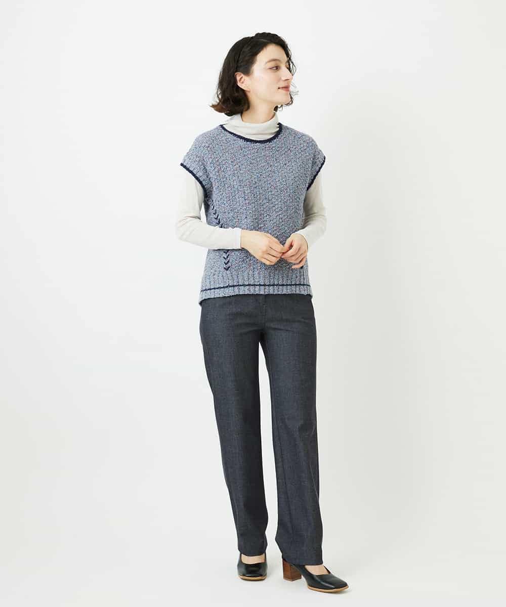 NHFED12270 GIANNI LO GIUDICE(小さいサイズ)(メゾン ドゥ サンク) コットンリネンニットベスト ブルー