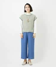 NHFED12270 GIANNI LO GIUDICE(小さいサイズ)(メゾン ドゥ サンク) コットンリネンニットベスト ブルー