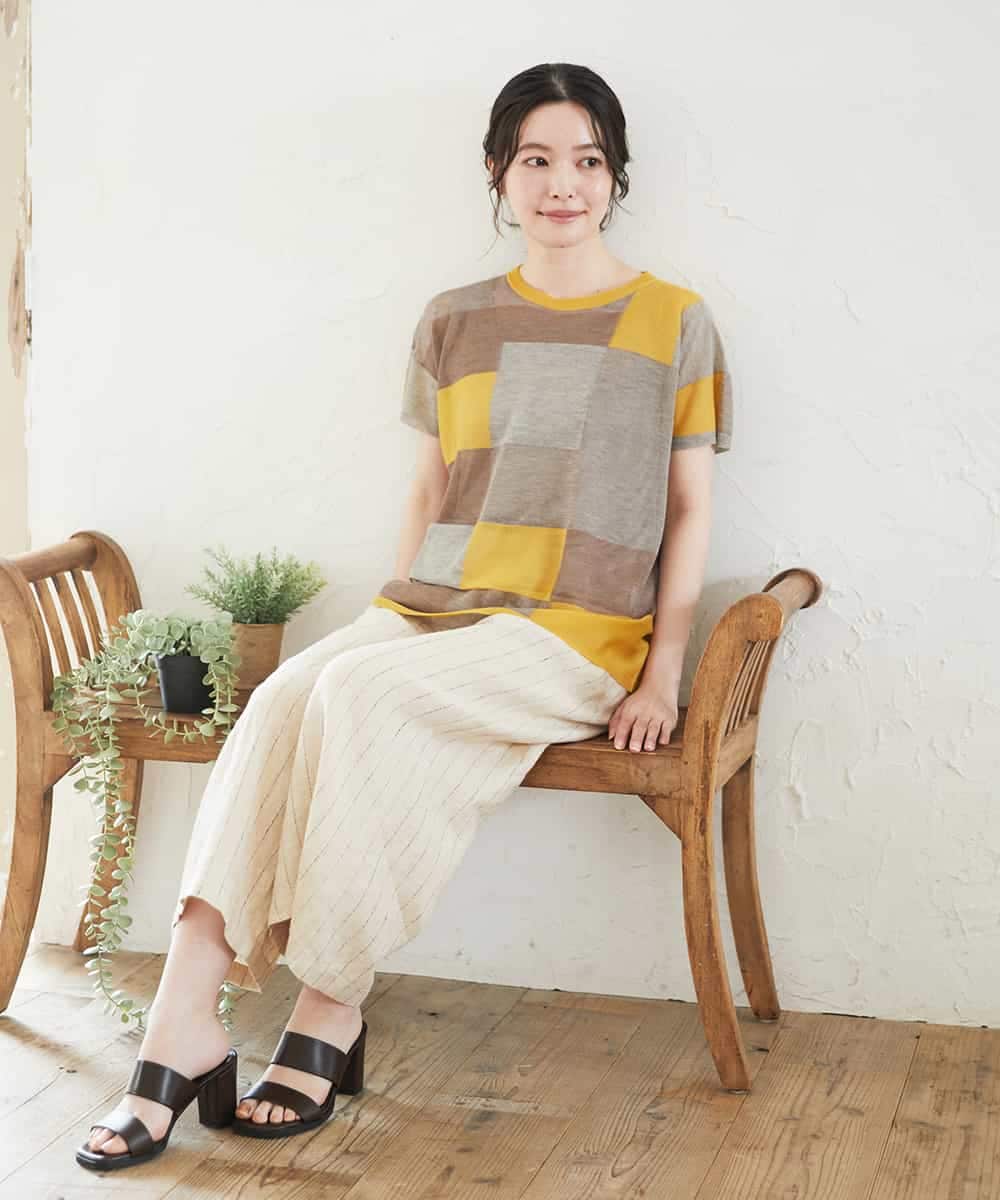 NHFGE50250 GIANNI LO GIUDICE(小さいサイズ)(メゾン ドゥ サンク) [アンサンブル対応]LEVITAサマーニット マスタード系