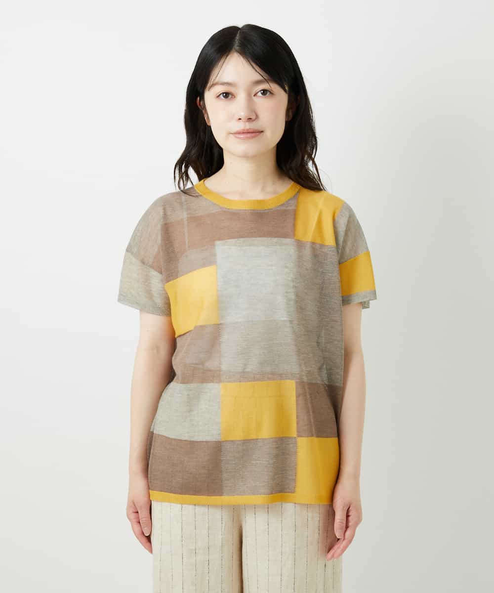 NHFGE50250 GIANNI LO GIUDICE(小さいサイズ)(メゾン ドゥ サンク) [アンサンブル対応]LEVITAサマーニット マスタード系