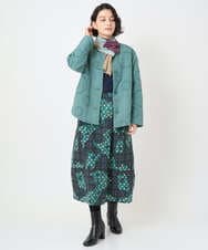 NHHAE11360 GIANNI LO GIUDICE(小さいサイズ)(メゾン ドゥ サンク) [日本製]ウール混ビエライタリアプリントスカート ブルー系