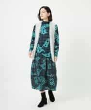NHHAE11360 GIANNI LO GIUDICE(小さいサイズ)(メゾン ドゥ サンク) [日本製]ウール混ビエライタリアプリントスカート ブルー系
