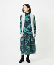 NHHAE11360 GIANNI LO GIUDICE(小さいサイズ)(メゾン ドゥ サンク) [日本製]ウール混ビエライタリアプリントスカート ブルー系