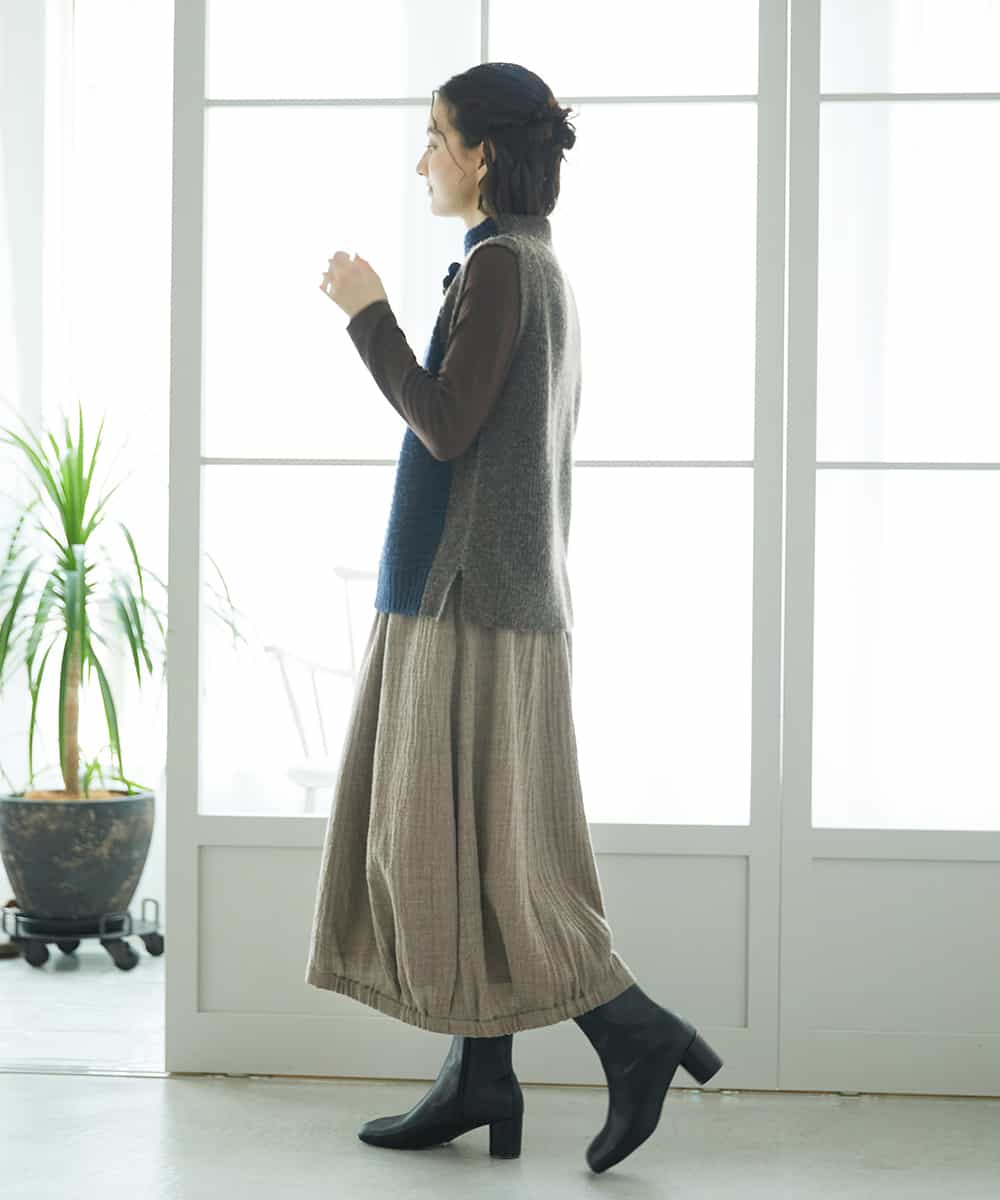 NHHAE36330 GIANNI LO GIUDICE(小さいサイズ)(メゾン ドゥ サンク) [セットアップ対応]リファインガーゼスカート ベージュ