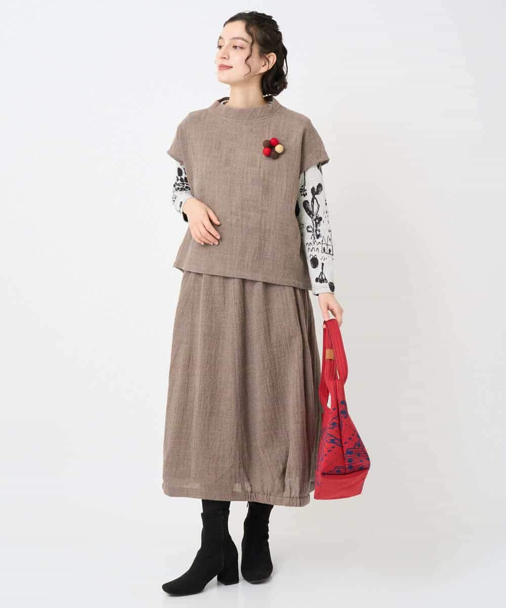 NHHAE36330 GIANNI LO GIUDICE(小さいサイズ)(メゾン ドゥ サンク) [セットアップ対応]リファインガーゼスカート ベージュ