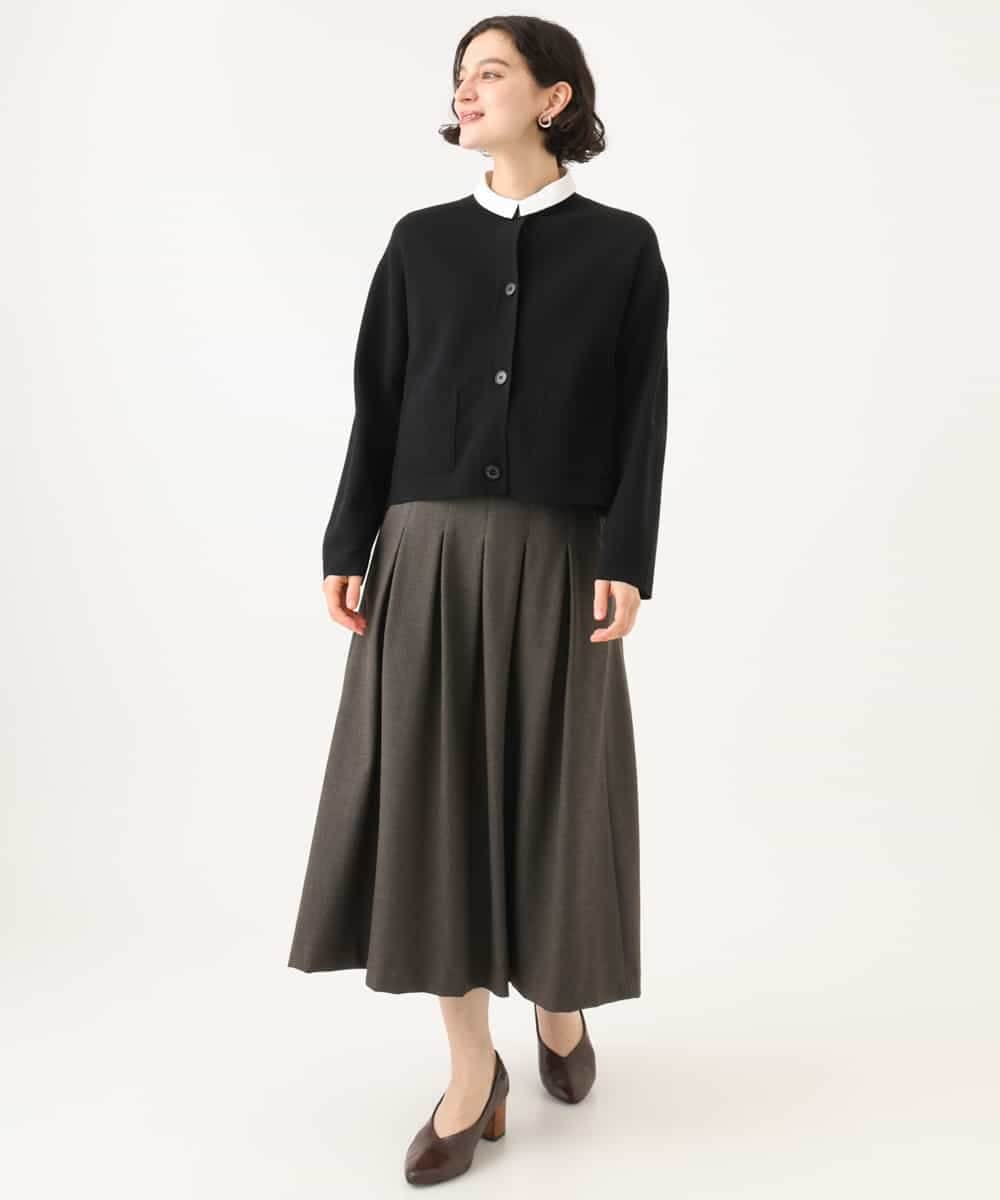 NHHAI85270 GIANNI LO GIUDICE(小さいサイズ)(メゾン ドゥ サンク) アウトファーストタックフレア スカート（ピンヘッド柄） ブラウン