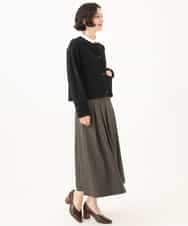NHHAI85270 GIANNI LO GIUDICE(小さいサイズ)(メゾン ドゥ サンク) アウトファーストタックフレア スカート（ピンヘッド柄） ブラウン