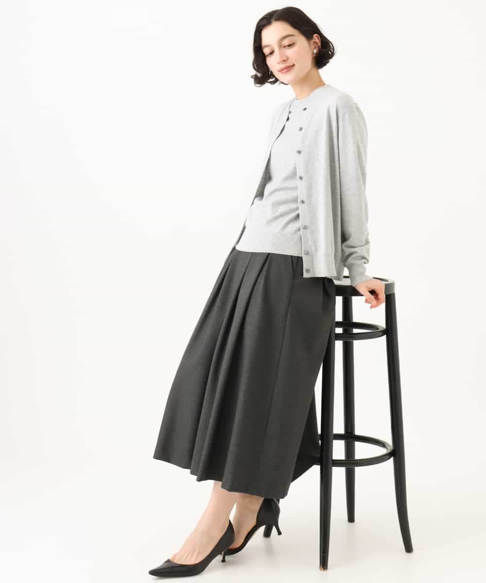 NHHAI85270 GIANNI LO GIUDICE(小さいサイズ)(メゾン ドゥ サンク) アウトファーストタックフレア スカート（ピンヘッド柄） ブラウン