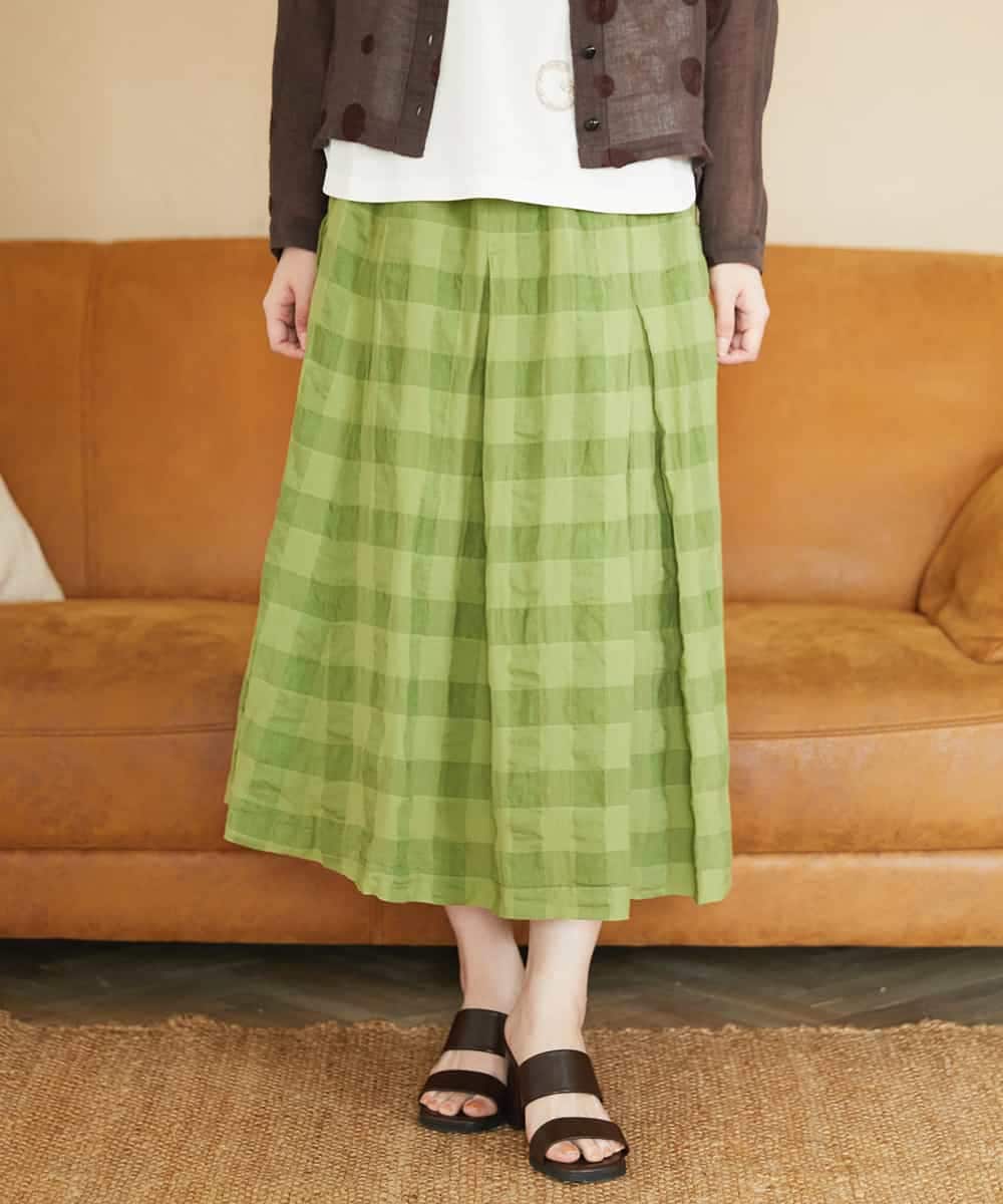 NHHGE53390 GIANNI LO GIUDICE(小さいサイズ)(メゾン ドゥ サンク) [セットアップ対応]シャドーチェックスカート グリーン