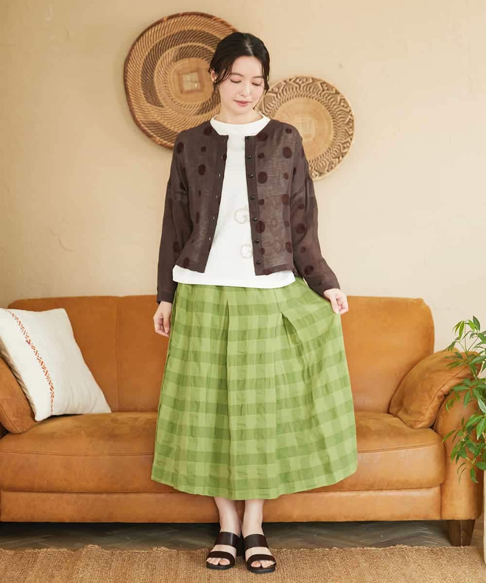 NHHGE53390 GIANNI LO GIUDICE(小さいサイズ)(メゾン ドゥ サンク) [セットアップ対応]シャドーチェックスカート グリーン