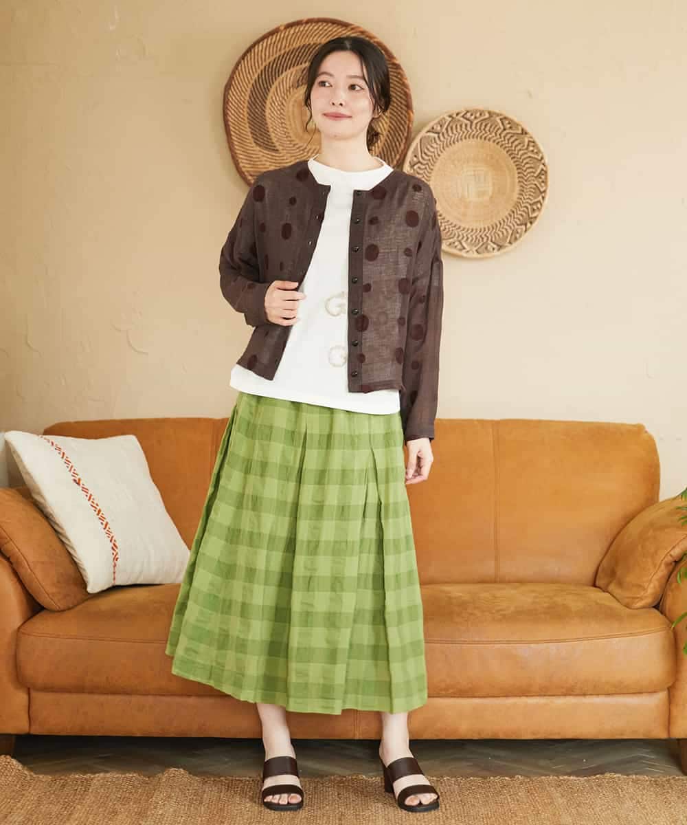 NHHGE53390 GIANNI LO GIUDICE(小さいサイズ)(メゾン ドゥ サンク) [セットアップ対応]シャドーチェックスカート グリーン