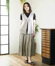 NHHGE53390 GIANNI LO GIUDICE(小さいサイズ)(メゾン ドゥ サンク) [セットアップ対応]シャドーチェックスカート グリーン